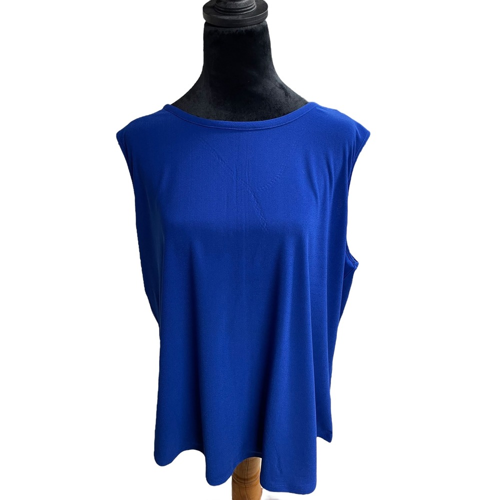 Love Scarlett Sleeveless‎ Tank Top Blouse Royal Blue Round Neck Plus Size 2x